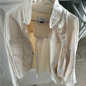 American Eagle Off-White Fringe Detail Top